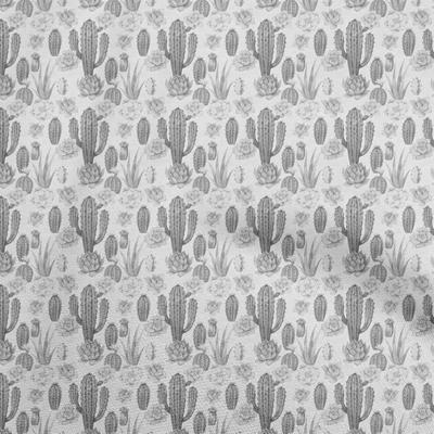 Cotton Flex Gray Fabric Cactus Sewing Material Print Fabric By The Yard 40 Inch