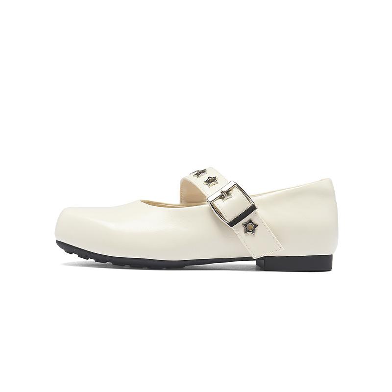 Augustine Mary Jane Shoes Women's 2025 New Summer Shallow Mouth Single Shoes One Pedal with Skirt Soft-soled Small Leather Shoes