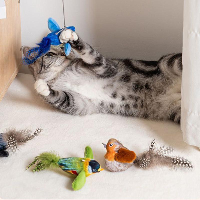 Interactive Cat Toy Chirping Bird Realistic Chirp Tweet Touch Activated Kitten Exercise Toys Cute Catnip Toys for Indoor Cats