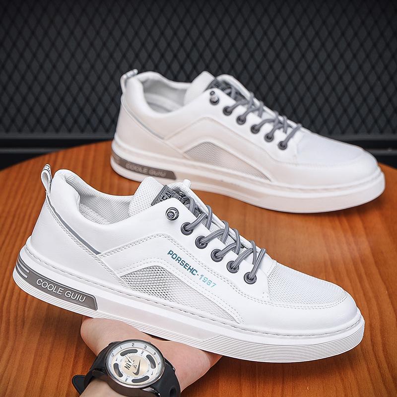 Summer breathable 2025 single mesh men's shoes sports hollow comfortable versatile non-slip wear-resistant small white shoes casual board shoes