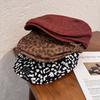 Fashion Leopard Print Smiling Face Pattern Women Casual Beret Autumn For