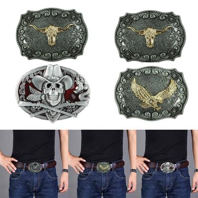 2pcs Fashionable Cow Head Belt Buckle Fashionable Men and Women Waist Pant Decorations for Go Shopping Unique Bull Head