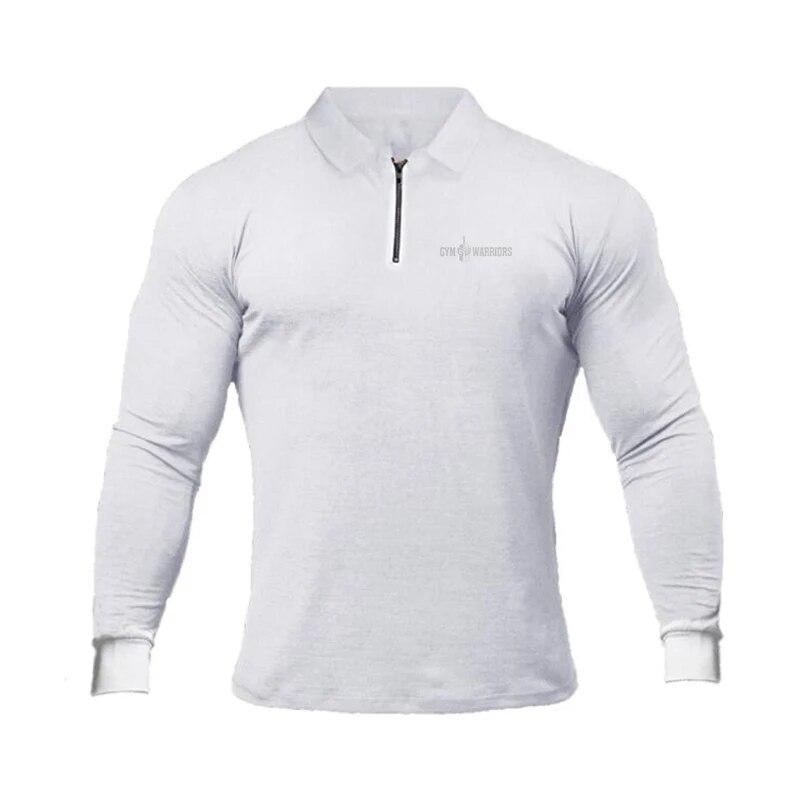 Muscleguys New Brand Bodybuilding Slim Fit Men's Polo Shirt Long Sleeve Fitness Casual Tees Autumn Clothing