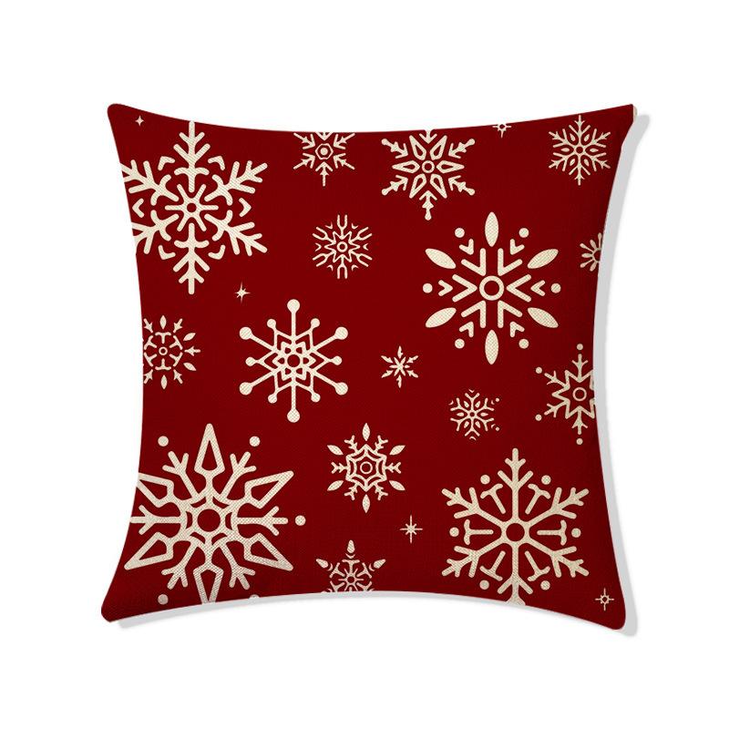Christmas Snowflake Letter Pattern Throw Pillow Cover With Short Plush Print For Living Room Sofa Decoration Cushion Cover