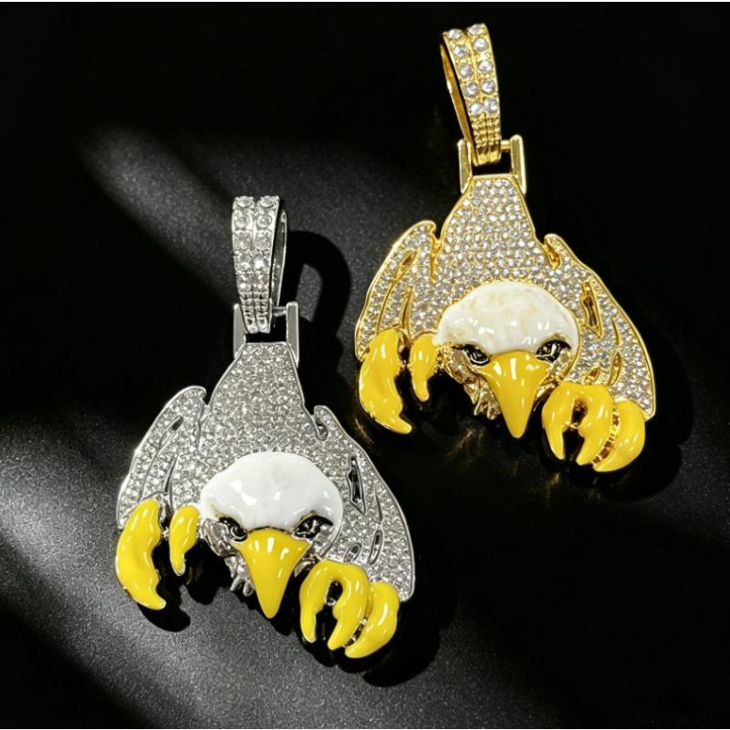 European and American Hip-hop Style Enamel 3D Eagle Pendant Alloy Personalized Trend Men's Animal Necklace Accessories