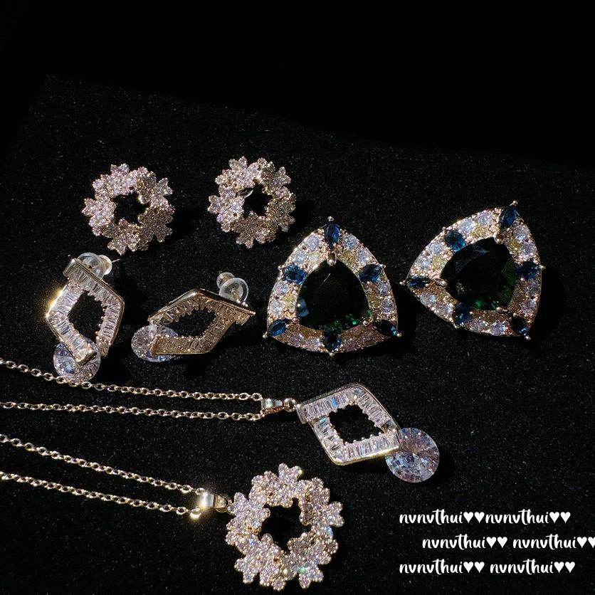 Pirate Macaron Emerald Earrings Music Note Dew, Plated With 18K Gold, Piano Keys Sugar Cube Water Drop Zircon Necklace