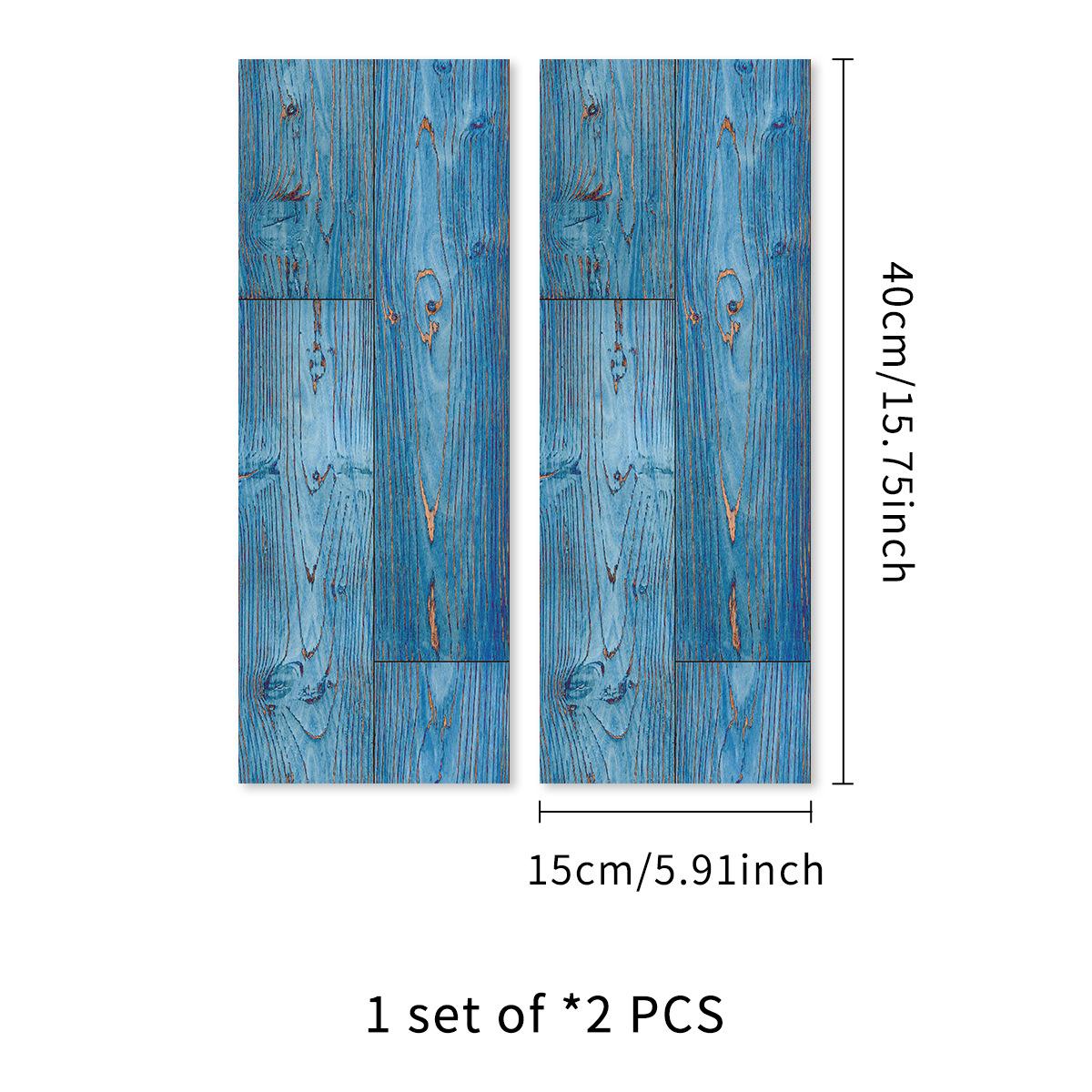 2 Stück 40X15cm PVC Holzmaserung Wand Selbstklebender Aufkleber Wasserdicht Wohnzimmer Schlafzimmer Wanddekoration Bodenaufkleber 40X15CMX2Pcs