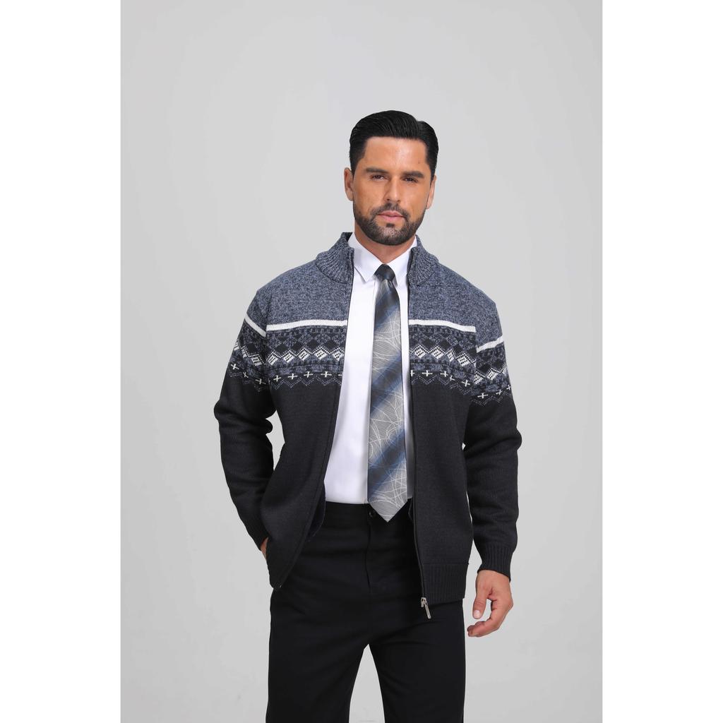 Cozy Up Sweaters for Men,Men's Full Zip Cardigan Sweater Casual Cable Knitted Stand Collar Sweater with Pockets Jackets for Men