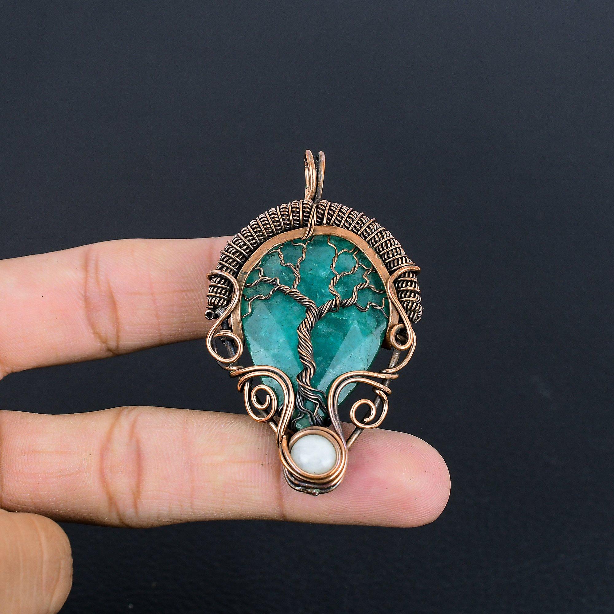 

Изумрудная подвеска, Подвеска из медной проволоки 999 пробы, Ювелирные изделия с драгоценными камнями, Подвеска ручной работы, Потрясающие украшения, Подарок для нее 2.55 Inches