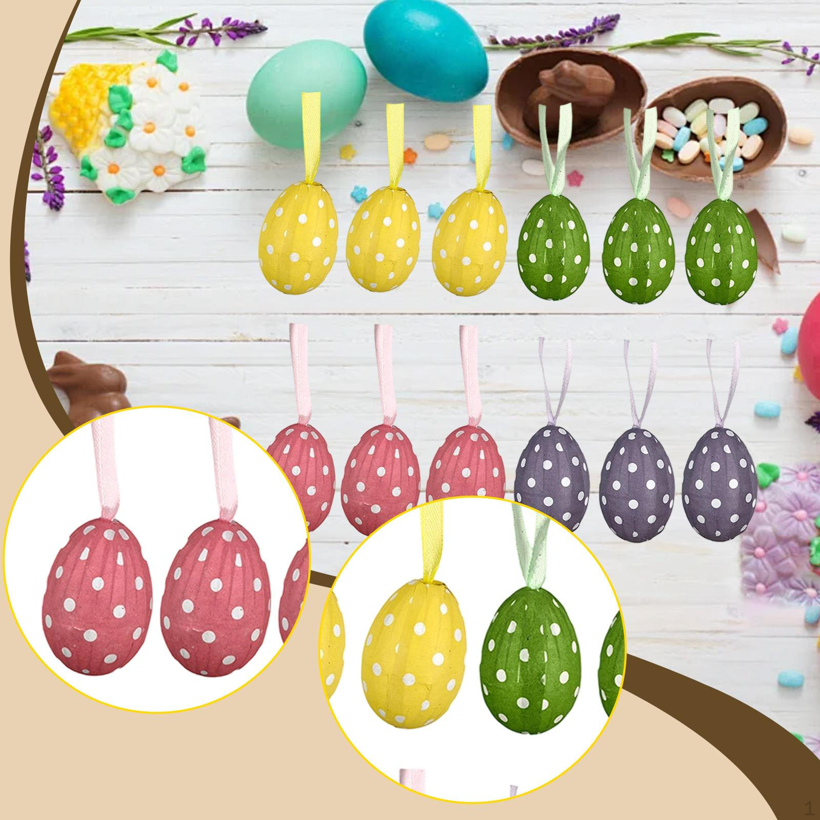 

12 штук Подвесные украшения в виде пасхальных яиц Яйца Пенопластовые Декоративные для крыльца Дерево Фестиваль Dots