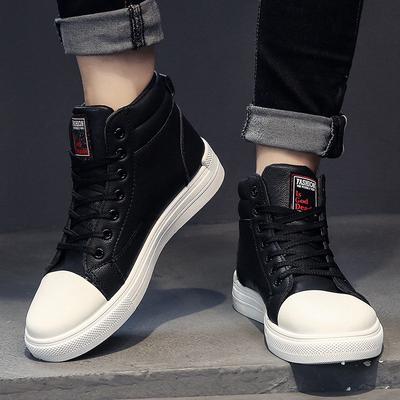 Modne Skórzane Męskie Buty Płócienne Casualowe Buty High-Top Jesienne Męskie Antypoślizgowe Tenisówki Letnie Płaskie Buty Zapatillas