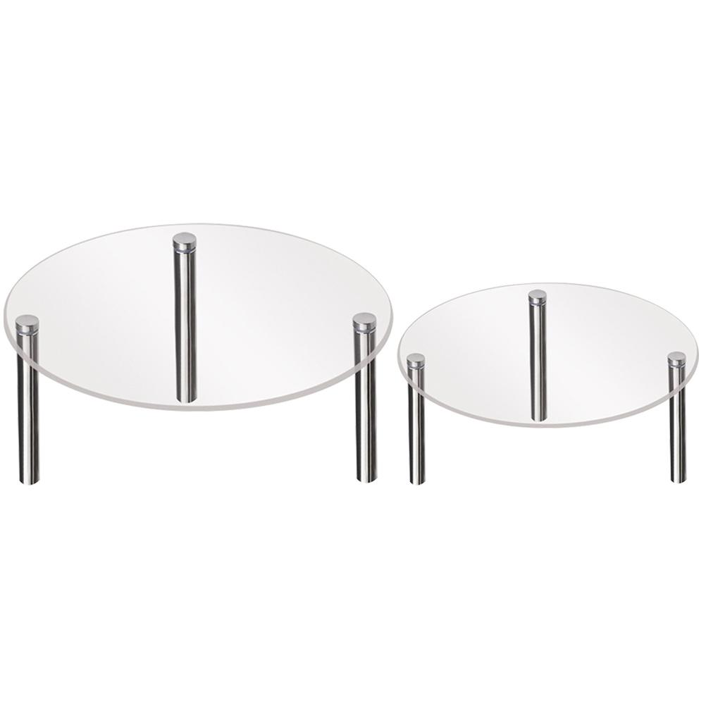 2 Pcs Cake Display Stand Transparent Acrylic Dessert Stand for Party Wedding 15cm 20cm Stable Clear Storage Table Cake Tool