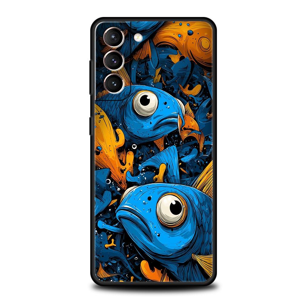 Blue Ocean Fish Phone Case Cover for Samsung Galaxy S26 S25 S24 S23 S22 S20 S21 FE Ultra S25 Edge Plus 5G Soft TPU Shell Fundas
