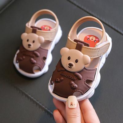 New Summer Solid Color Bear Children's Sandals Supply of Soft Sole Non-Slip Shoes for Older Children