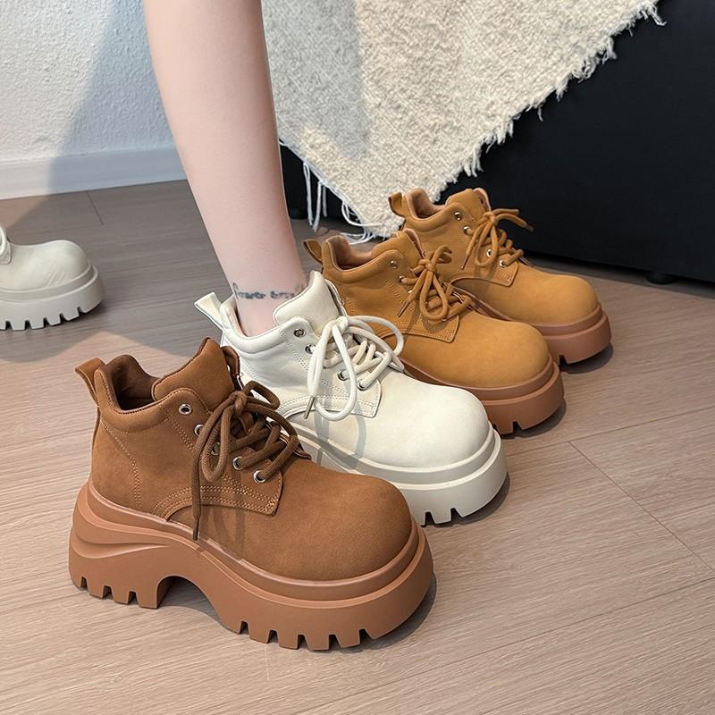 Yueyu 2025 autumn new denim sweet cool wind Martin boots women's thick-soled heightening ribbon British single boots