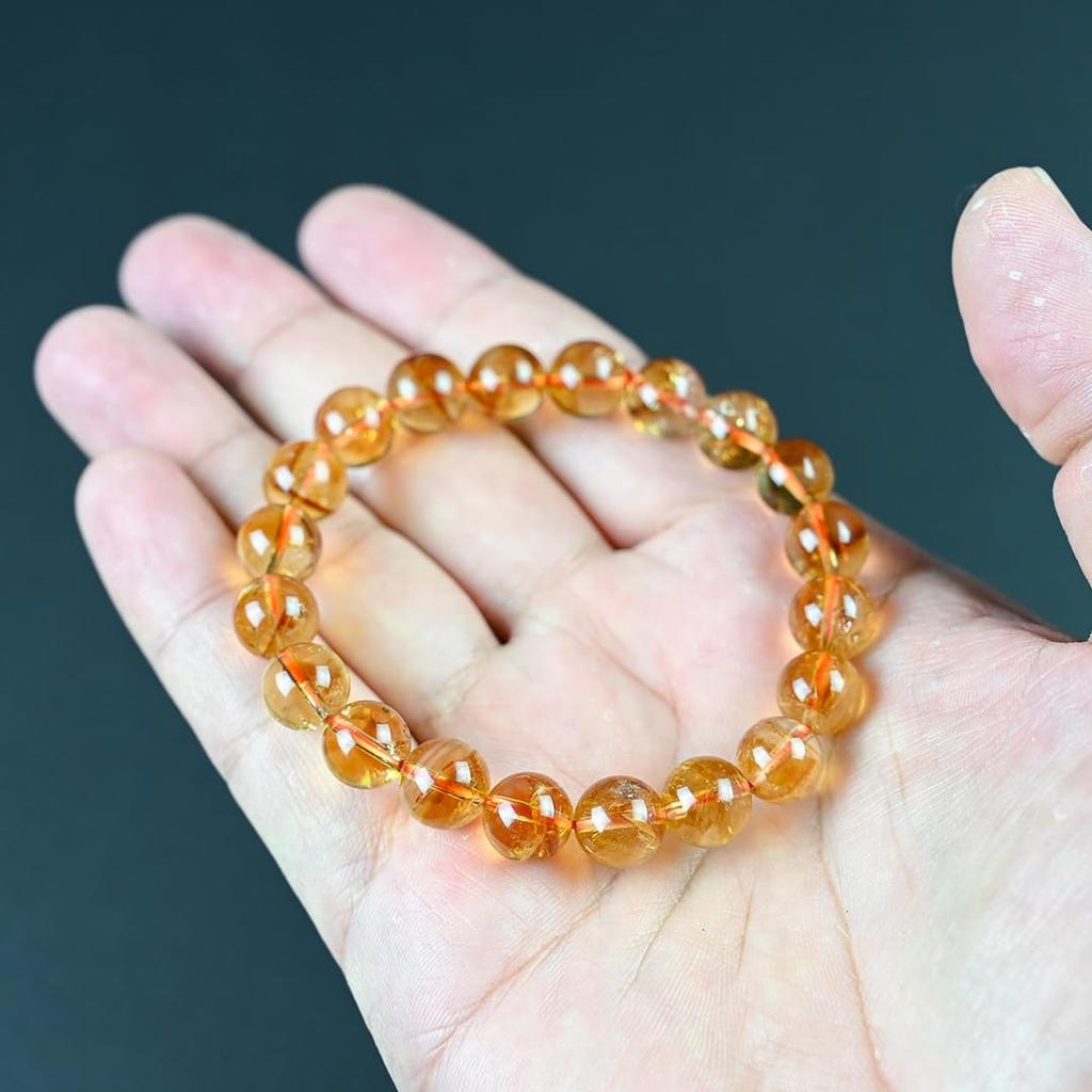 Eigado Citrine 10mm 17cm Inner Natural Power November Birthstone Bracelet, Beads, Diameter, Stone, Stone,