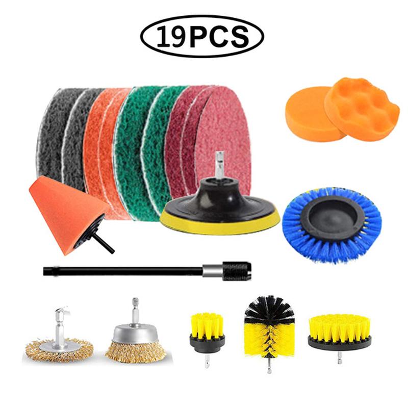 Car Detailig Brushes Set Drill Brush Attachment Set Heavy Duty Power Scrubber Brushes for Bathroom Kitchen Auto Cleaing Supplies