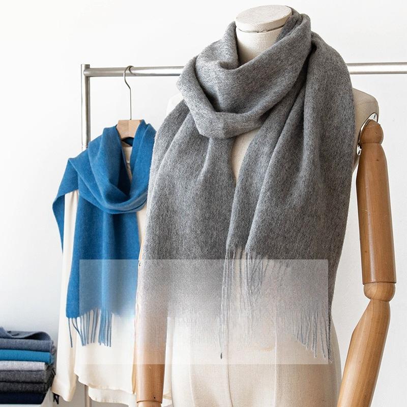 Einfarbiger Wollschal Damen Winterwollschal High-End Partnerlook Quastenschal