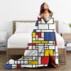 Piet Mondrian Flanelldecke Qualität Superwarm Abstrakte Kunst Bettwäsche Überwürfe Herbst Camping Couch Sessel Ästhetische Tagesdecke