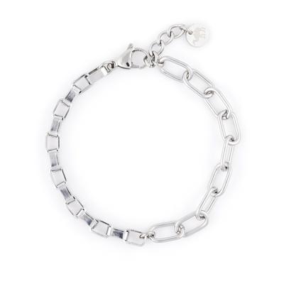 Jbans Classic Ellipse Box Chain Mix Surgical Steel Bracelet (C2203-Ac935_Sv)