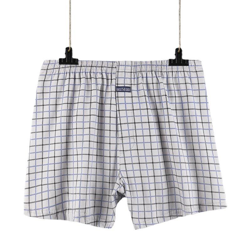 Aro Men's Plus Size High Waist Pure Cotton Plaid Boxer Shorts
