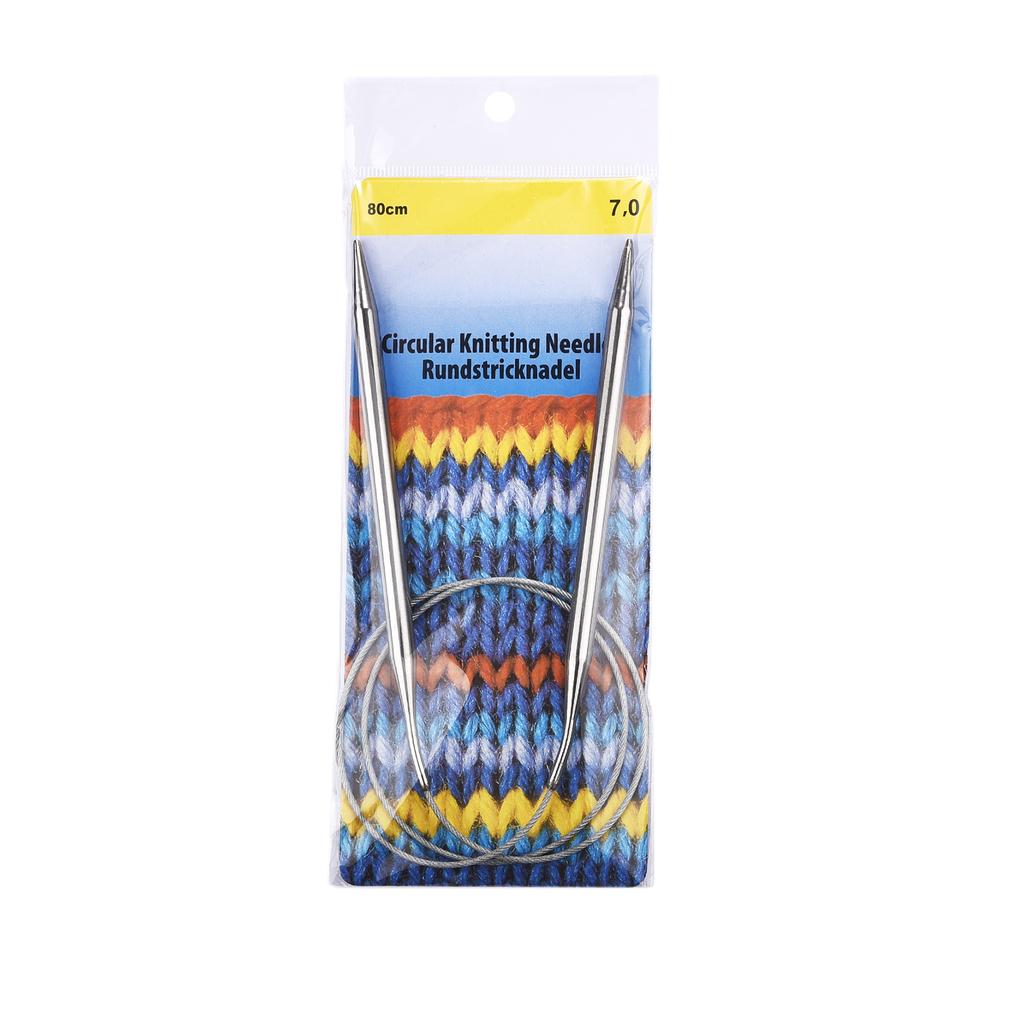 2.0-10mm Sweater Knitting Needle Stainless Steel Ring Needlework 80cm Weaving Circular Knitting Needlework Kits DIY Knitted Tool