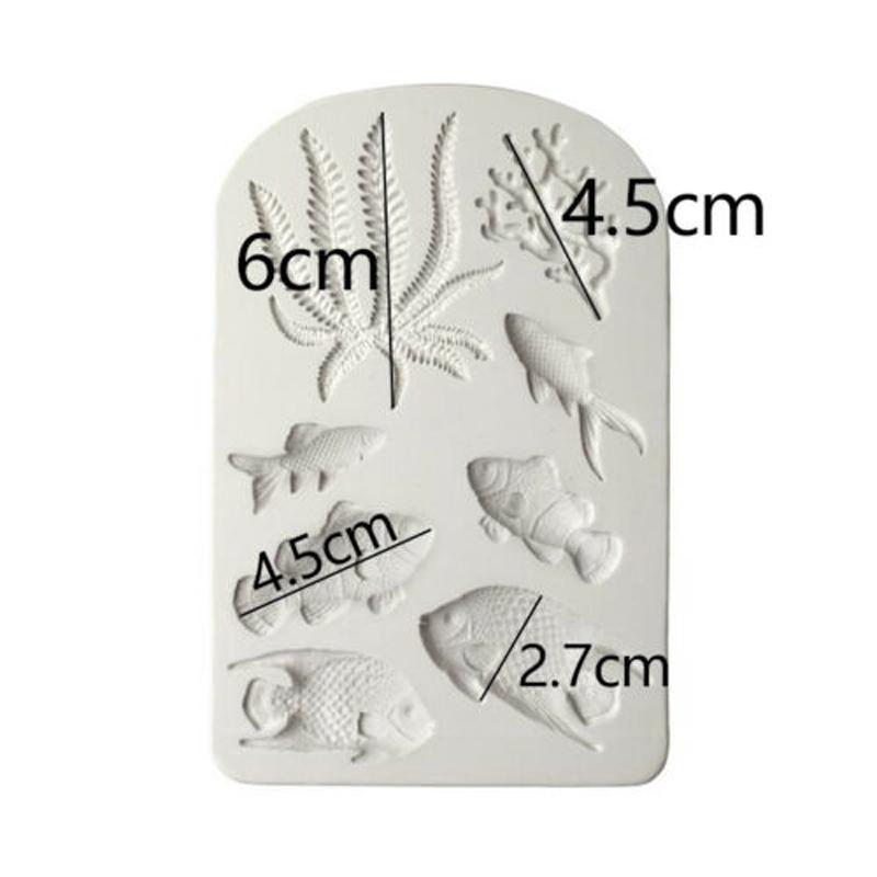 DL Fish Coral Silicone Fondant Mold Beach Sea Cake Decorating Icing Mould DIY