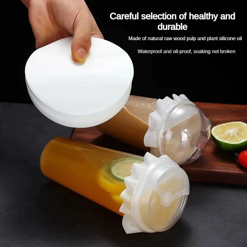 50/500Pcs Leakproof Paper Drink Cup Leakproof Round Coffee Cup Take Away Paper Cup Lid Coffee Spill Proof Gasket