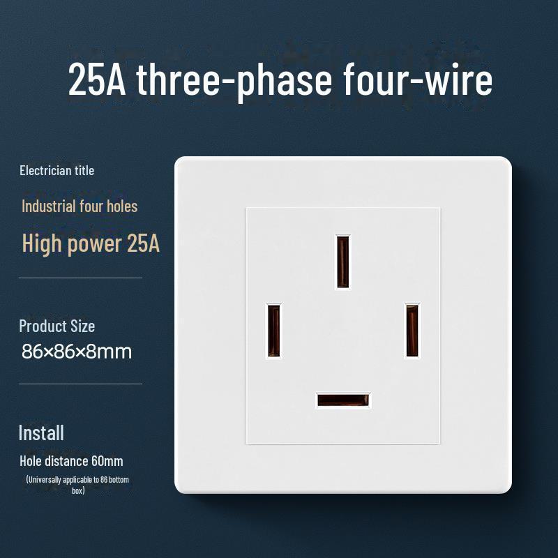 Suure võimsusega 86 tüüpi kliimaseadme pistikupesa, 20A koos lülitiga ja 25A kolmefaasiline neljajuhtmeline paneel