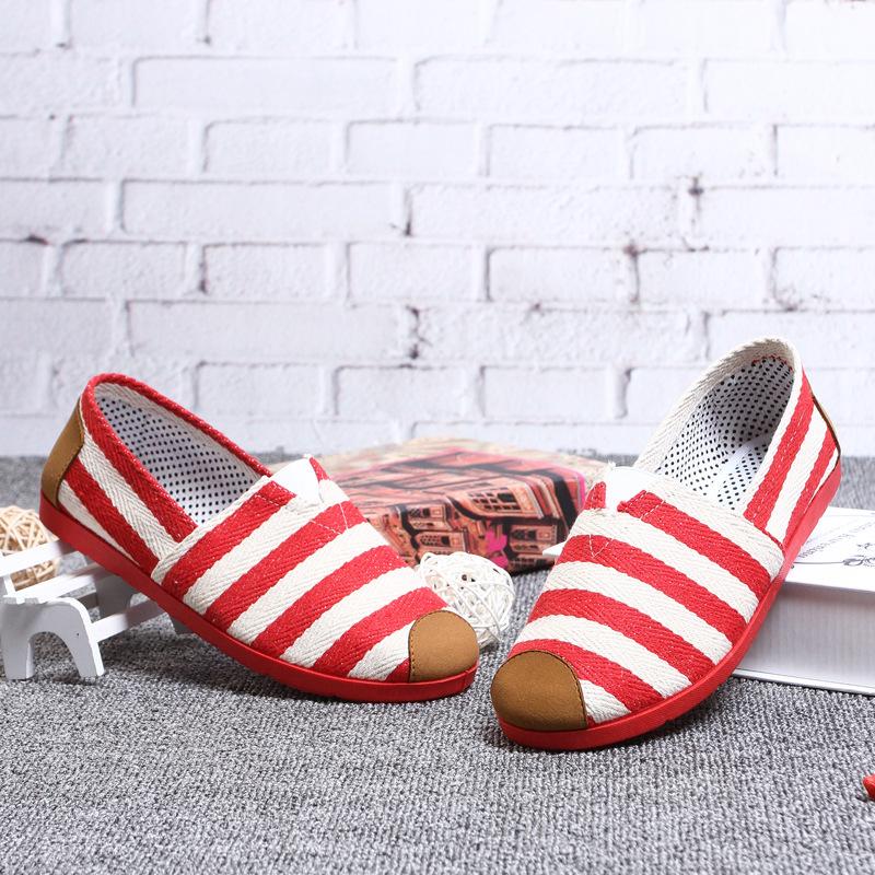 

Women s Striped Canvas Slip-on Shoes Casual Comfortable Flat Shoes for Daily Wear 41 червоний