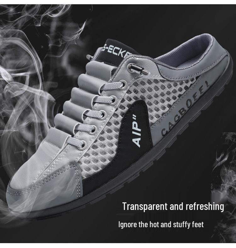 Men's Plus Size Mesh Slip-On Closed-Toe Summer Slippers