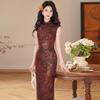 Sleeveless Modern Chinese Style Long Cheongsam Dress Women 2026 Elegant Daily Wear