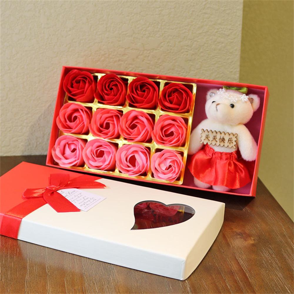Bouquet 12pcs Artificial Flowers Soap Flower Boxed Flower Gift For Celebration Romantic Occasions Valentine'S Day