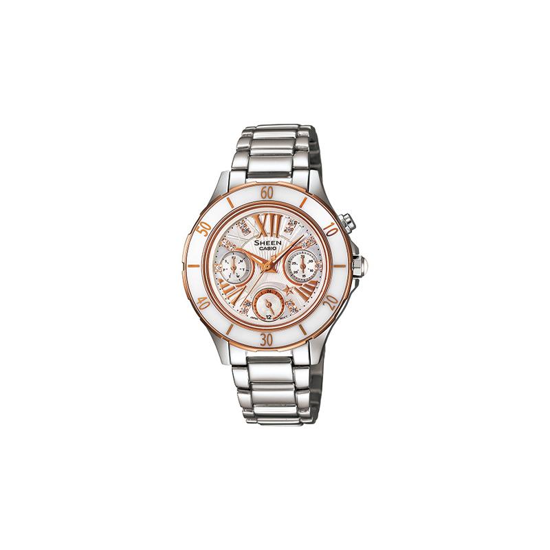 

Casio SHEEN three-dial waterproof business quartz movement stainless steel strap Japanese and Korean watch women s watch gold dial SHE-3505SG-7AU золотой