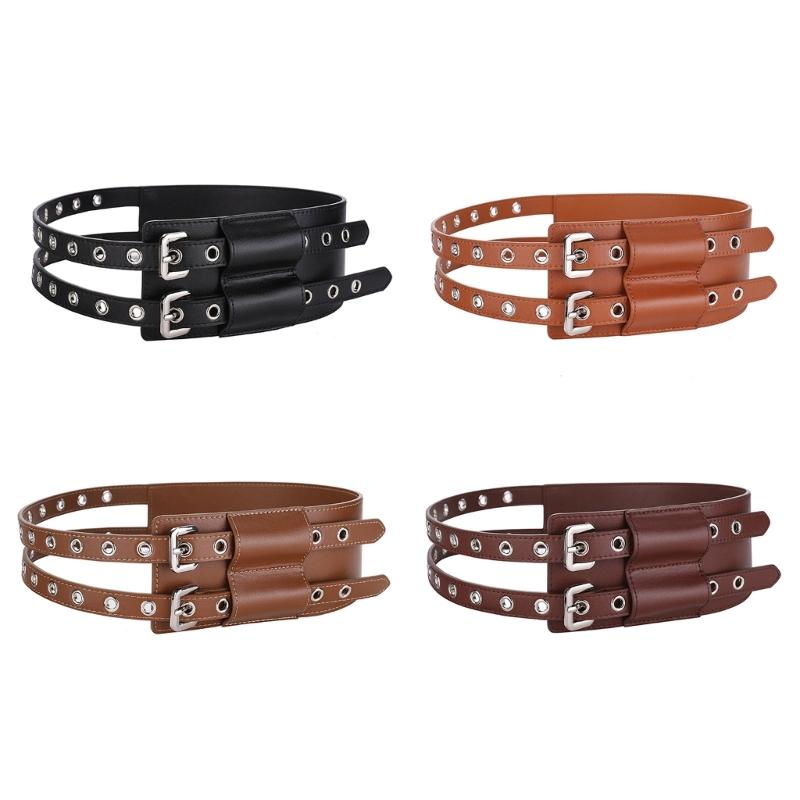 Leather Waist Belt With Matte Finish Large Eyelet Adjustable Waist Corset Belt For Women And Girl Fashion Coat Accessory
