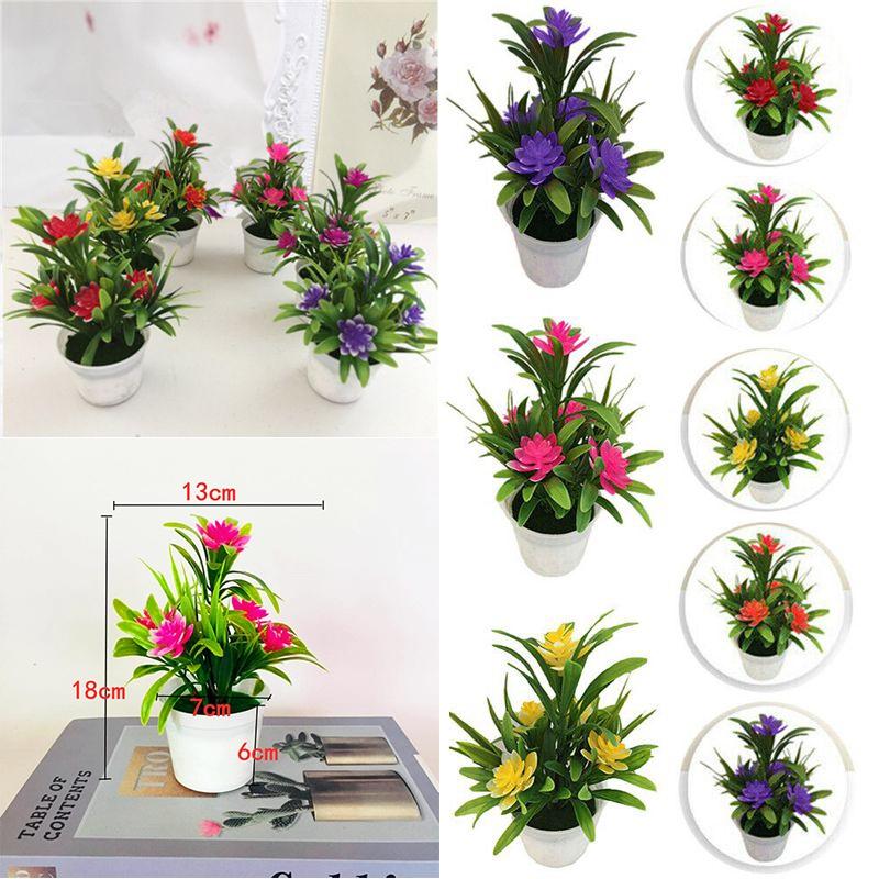 Flower Fake Outdoor False Plants Flowers Artificial Garden Home Decor Pot With