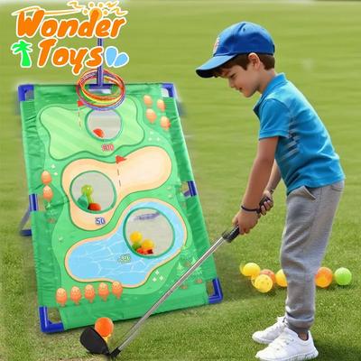 3In1 Outdoor Games for Children Kids Golf Set Toy Sports Golf Putting Practice Mat Bean Toss Bag Leisure Time Corn Hole Set