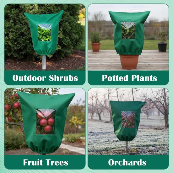 Plant Freeze Protection Cover Frost Cover with Window Zipper Drawstring Cover Bag for Plant Winter Protection