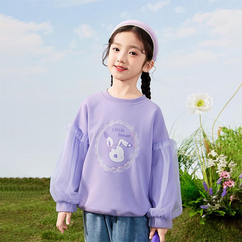 Girls' Mesh Sleeve Sweatshirt with Sweet Print