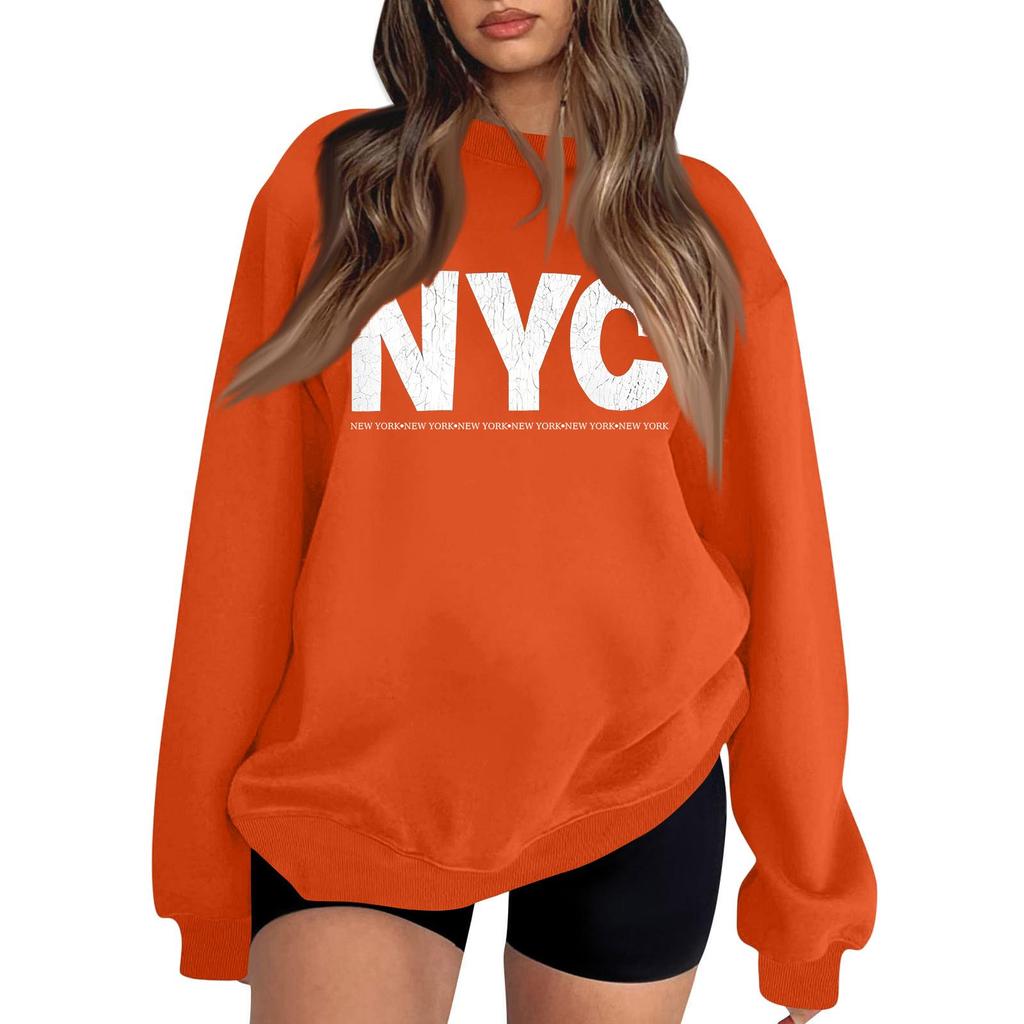 Lightweight Long Sleeve Pullover Sweatshirt for Men and Women Crew Neck Casual Fit Printed NYC Graphic Sweatshirt