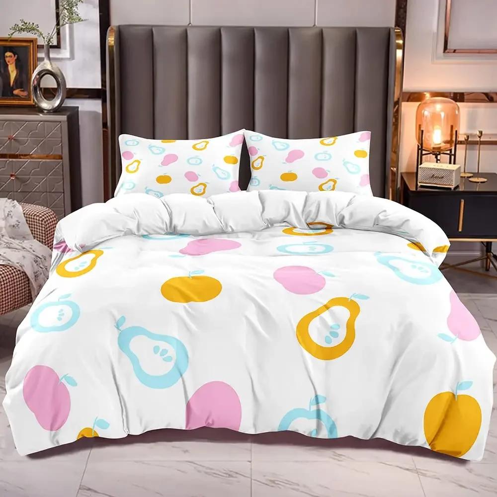 Comforter Red Apple King Queen Sweet Fruit Patterned Bedding Set For Kids Pink Plant Polyester Comforter