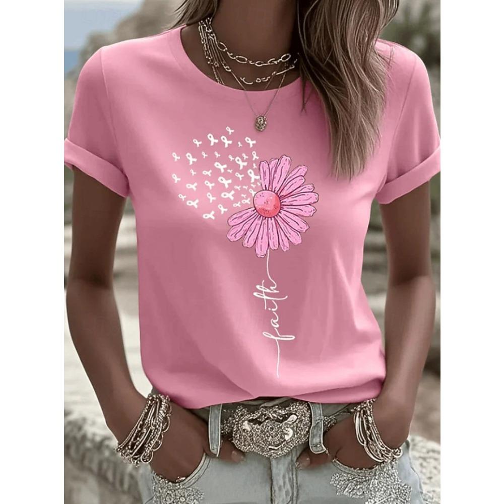 Fashion Women Retro Creative Daisy Dandelion Print T Shirt Funny Casual O-neck Short Sleeves T-shirt Summer Female Tee Shirt