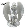Office Desk Ornament 3D Printed Angel Figurine, Small Crouch Tabletop Ornament, Living Room Decoration White Winged Sculpture for Home Garden