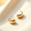 Retro Metal Bean Stud Earrings, Small Hong Kong Style Luxury, No-Piercing Mosquito Coil Ear Clips for Women