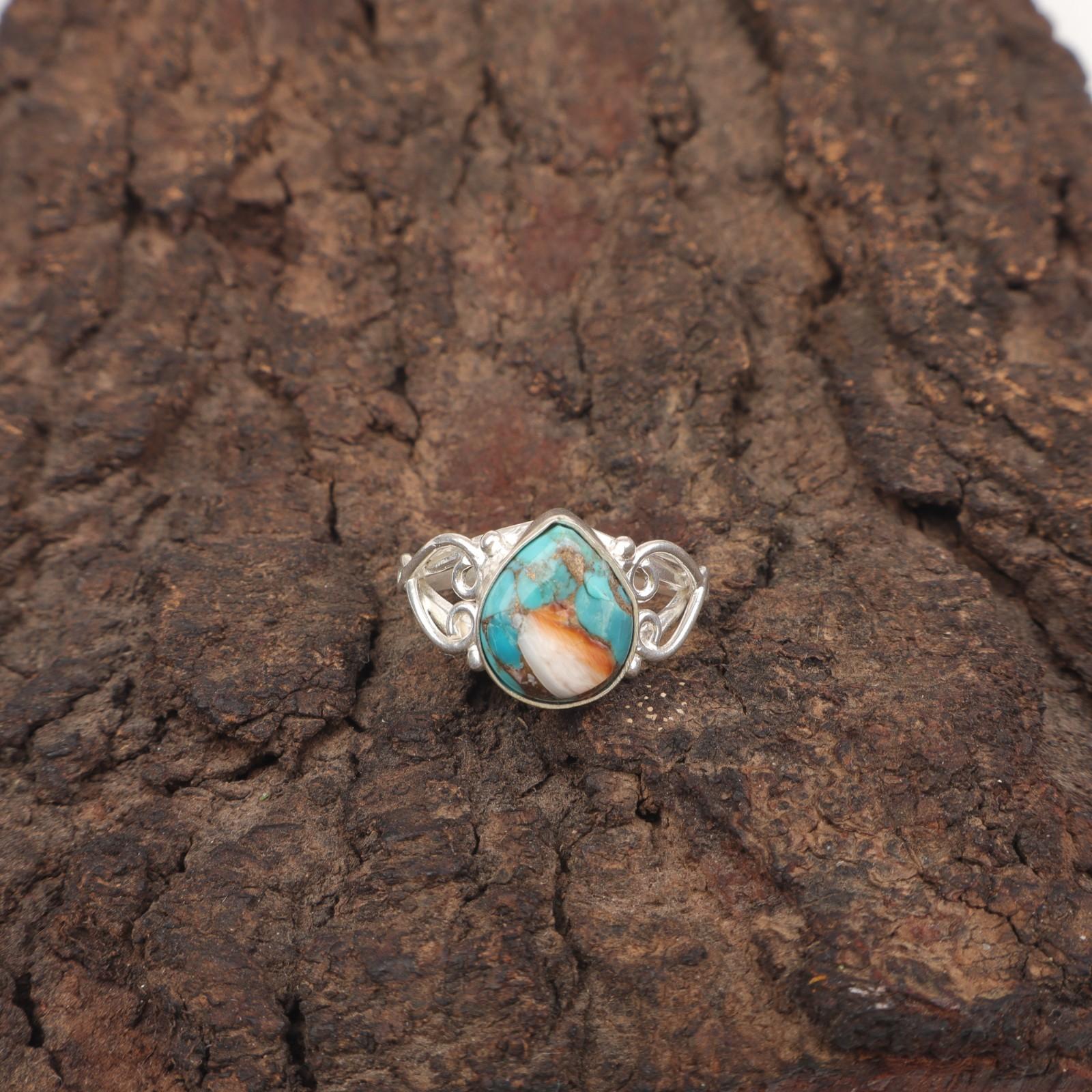 

Натуральный колючий устричный 925 стерлингового серебра День рождения Штабелируемое этническое кольцо Ювелирные изделия RR-46-46 15