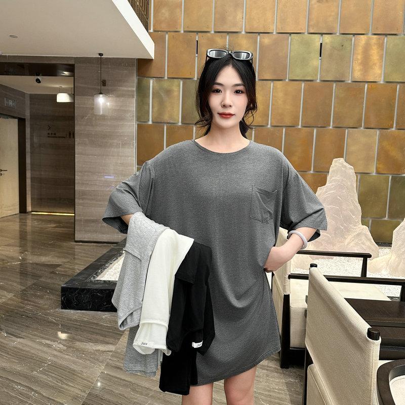 Women's Summer Modal T-Shirt Dress Half Sleeve Tee sleepdress With Pocket Loose Fit Plus Size Lightweight Loungewear Sleep Dress