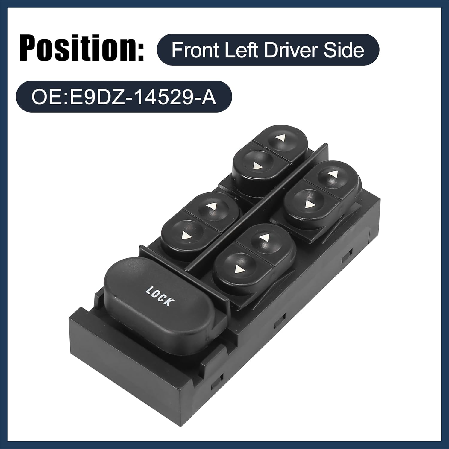 

Power Window Switch, Front Left Driver Side Window Control Switch No.E9DZ-14529-A for Ford F-350 1994-1997 Black, 1pcs