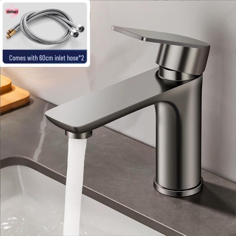 TLXT Gunmetal Gray Bathroom Basin Faucet