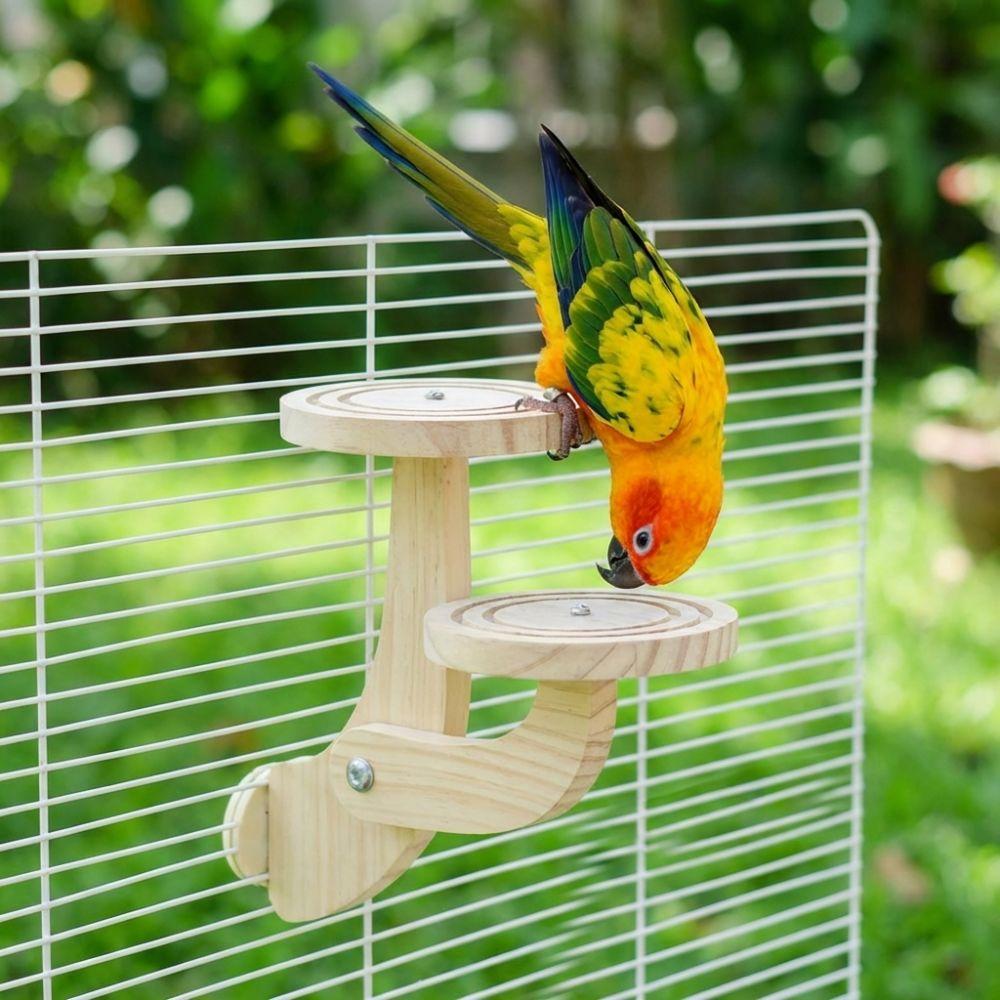 Parrots Ladder Wooden Bird Perch Stand Wear Resistant Parrot Perch Platform Small Pet