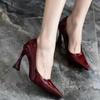 2025 new horseshoe heel light mouth single shoes commuting one pedal spring French retro temperament high heels women's pointed head